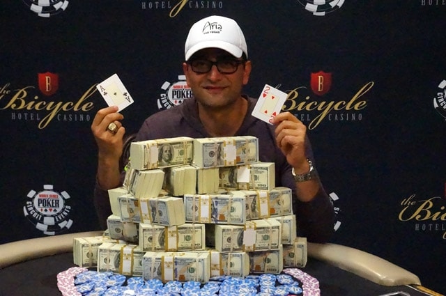 Antonio Esfandiari wins his first WSOP Circuit ring and R$226k first place money at the Bike (source: WSOP.com)