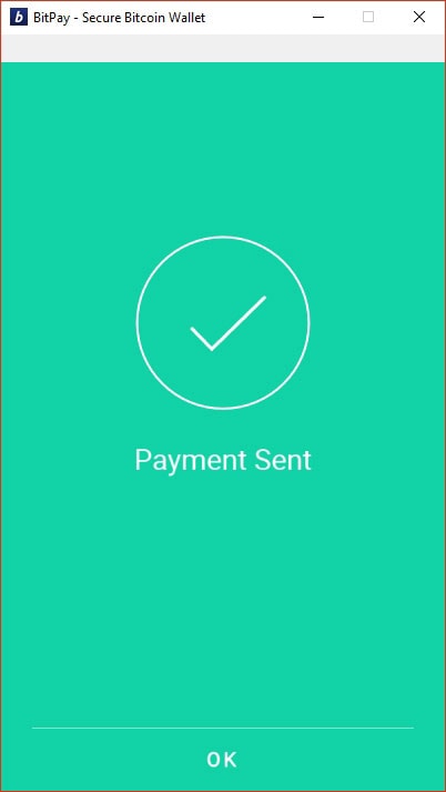 Bitcoin Payment Sent