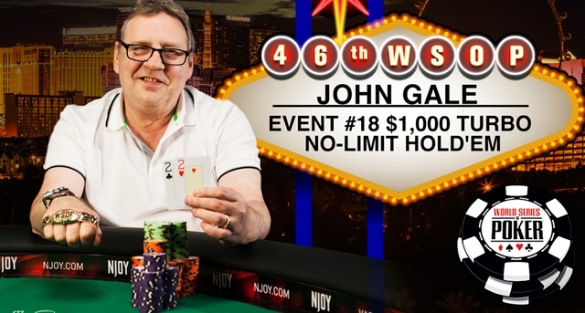 John Gale moments after winning his second WSOP bracelet in 2015