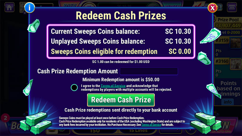 Redeeming Sweeps Coins at LuckyLand
