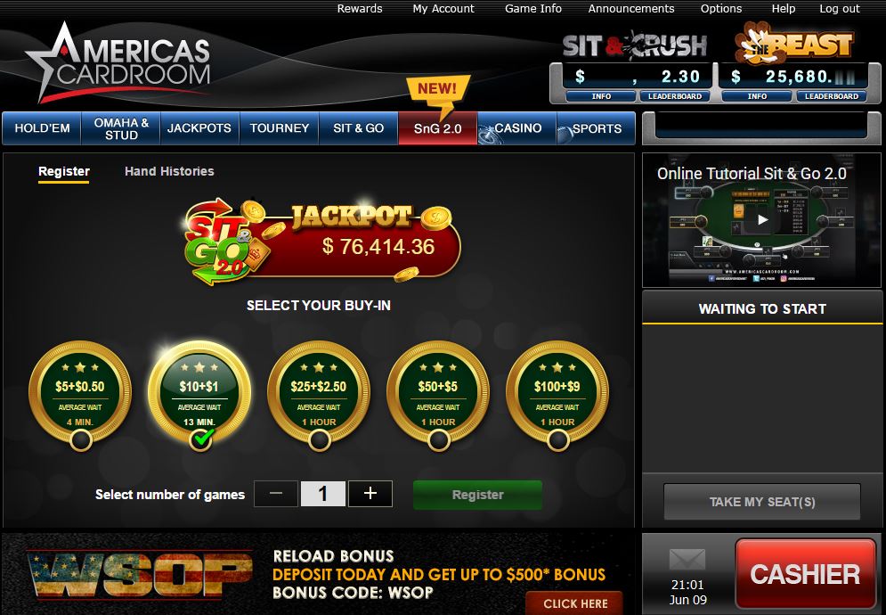 New Poker Sites Sit & Go's