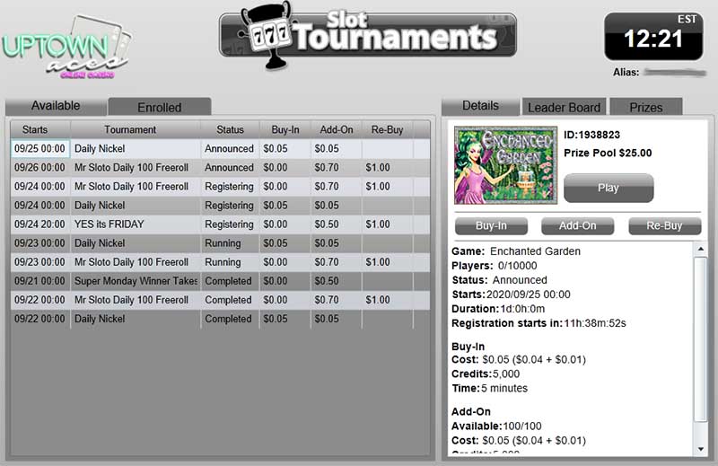 slots tournament uptown casinos