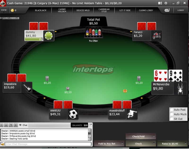 Intertops Example Poker Hand