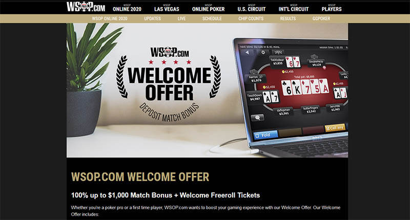 WSOP PA online poker welcome bonus