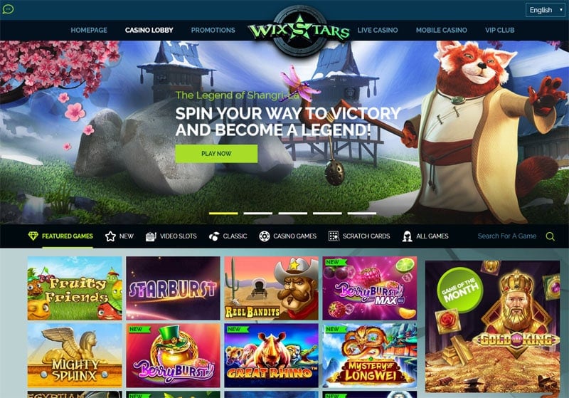 Wixstars Casino Game Lobby
