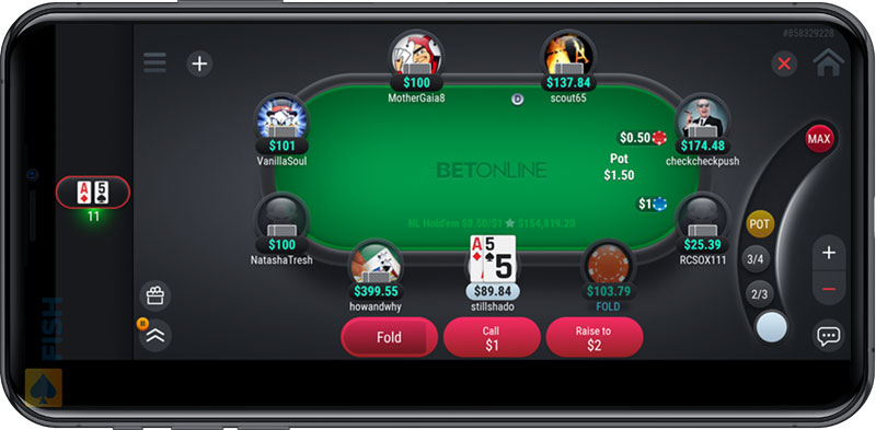 Landscape Poker App at BetOnline