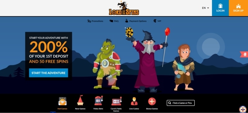 Lord of the Spins casino website