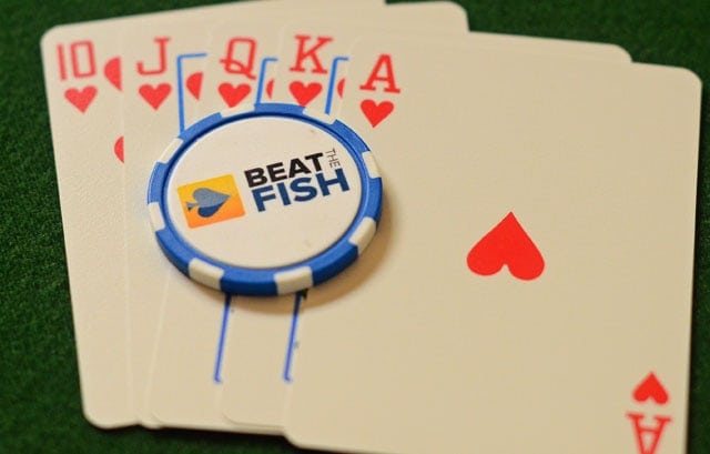 Royal flush in hearts - arguably the most beautiful poker hand one can make