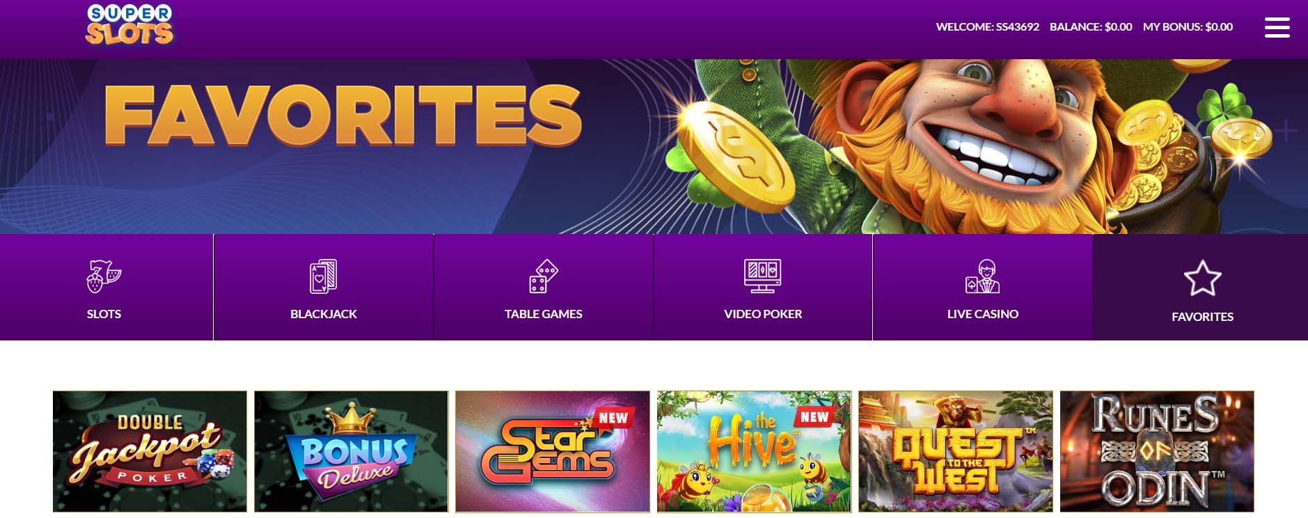 Favorite Casino Games Section