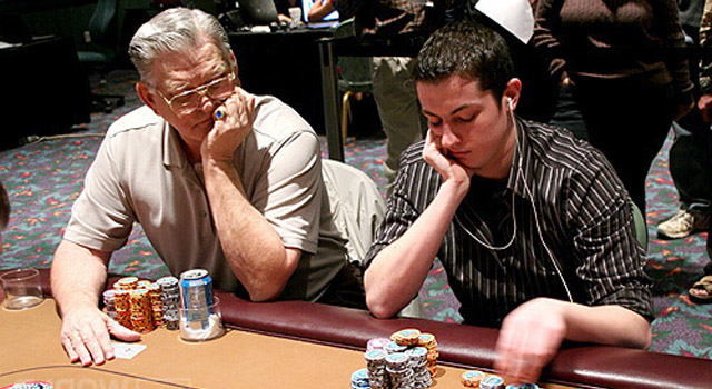 Often referred to as "the best player to have never won the Main Event," T. J. Cloutier is not afraid to mix it with the young guns as well (source: worldpokertour.com)