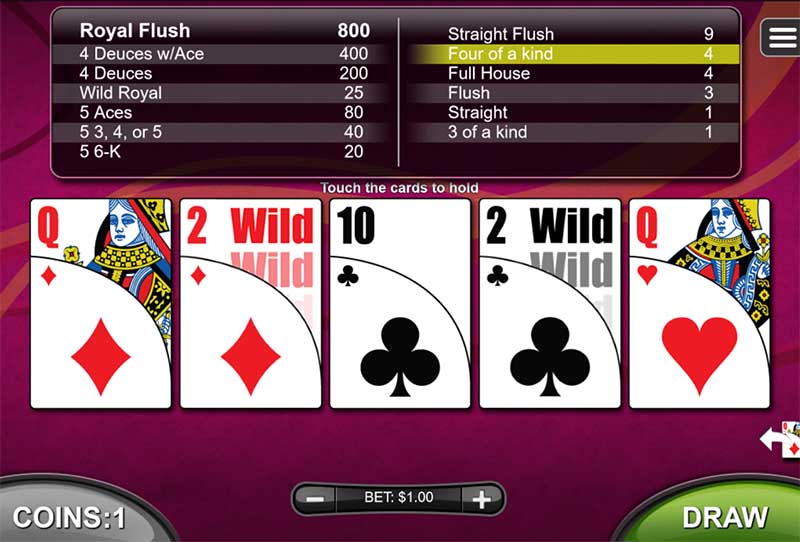 video poker at uptown aces online casino
