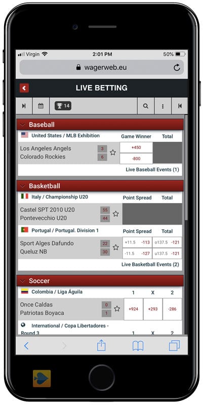 In-Game Mobile Betting at Wagerweb