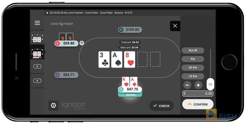 Bet Slider on Ignition Poker Mobile